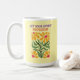 Taza De Café Retro Boho Blooming Flowers Inspiration Quote