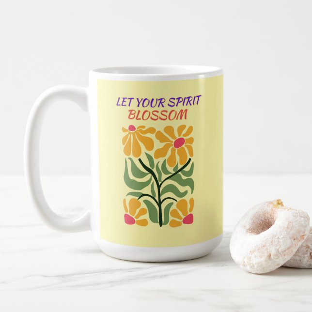 Taza De Café Retro Boho Blooming Flowers Inspiration Quote (Con donut)