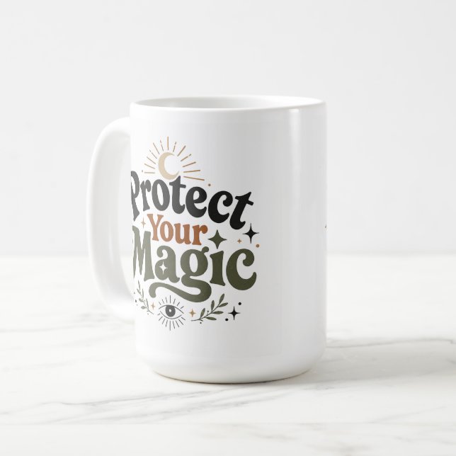 Taza de café retro boho Proteger tu magia (Anverso izquierdo)