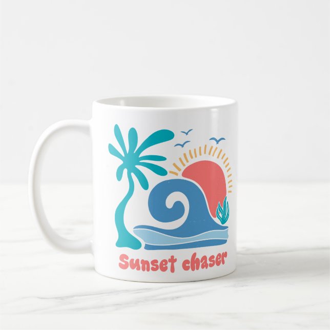 Taza De Café Retro Boho Summer Sunset Chaser (Izquierda)