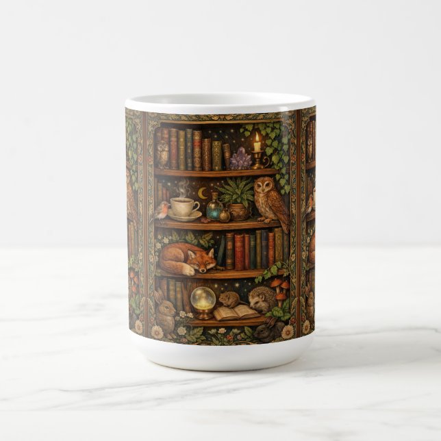 Taza De Café Retro book lover woodland animals (Centro)