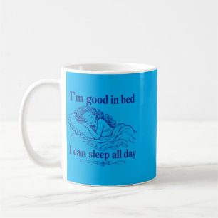 Taza De Café Retro Bueno En La Cama Puede Dormir Día Divertido