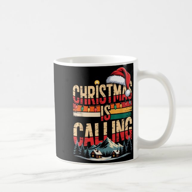 Taza De Café Retro Cabin Snowy Christmas Calling Lights Holiday (Derecha)