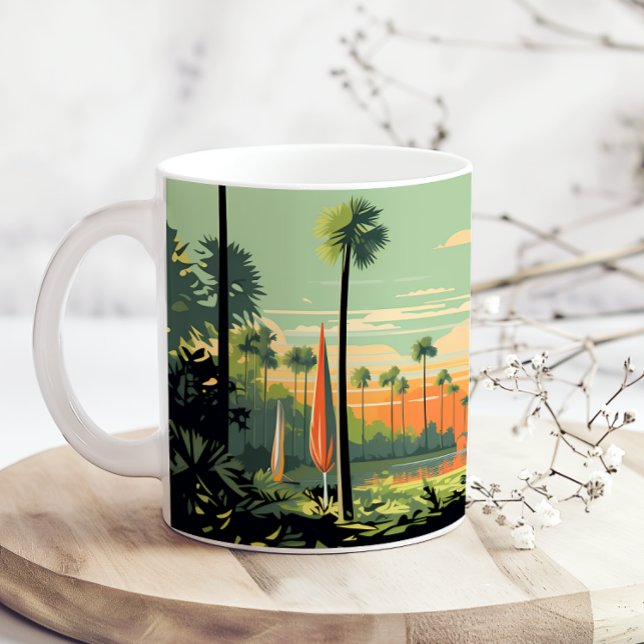 Taza De Café Retro Camping Bosque Atardecer (Subido por el creador)
