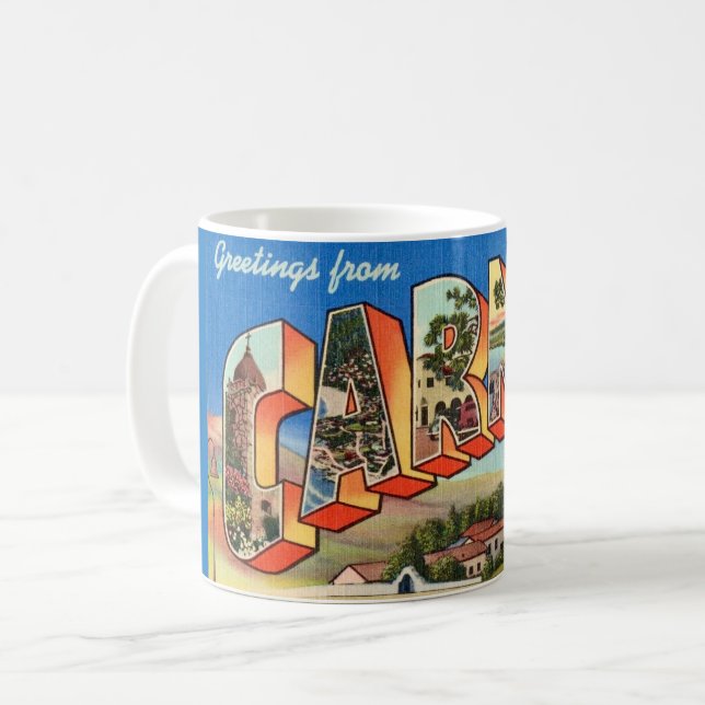 Taza De Café Retro Carmel California Greeting Mug (Anverso izquierdo)