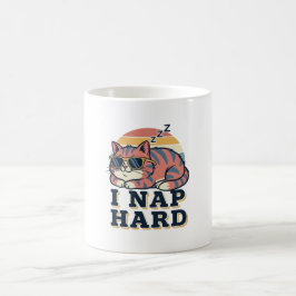 Taza De Café Retro Cat I Nap Hard White Coffee Mug