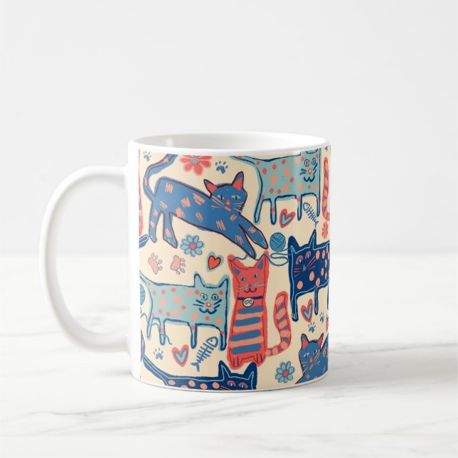 Taza De Café Retro Cats  (Izquierda)