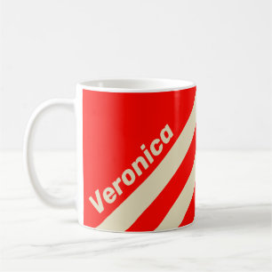 Taza De Café Retro Cereza Tres Rayas con Nombre