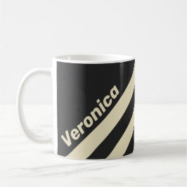 Taza De Café Retro Charcoal Three Stripes with Name