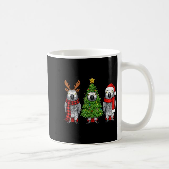 Taza De Café Retro Christmas African G Parrot Bird Santa Reinde (Derecha)