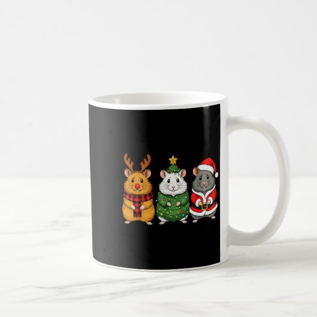 Taza De Café Retro Christmas Hamster Santa Reindeer  (Derecha)