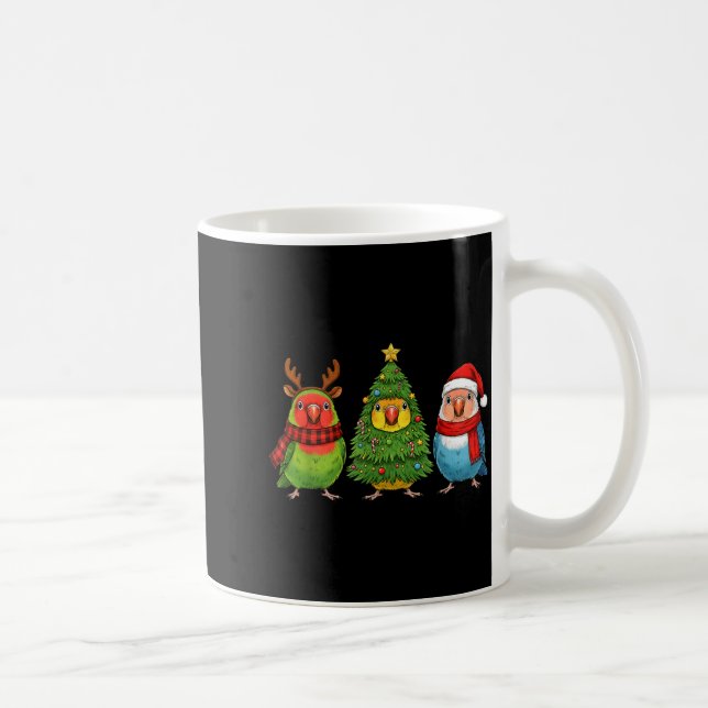 Taza De Café Retro Christmas Lovebird Parrot Santa Reindeer  (Derecha)