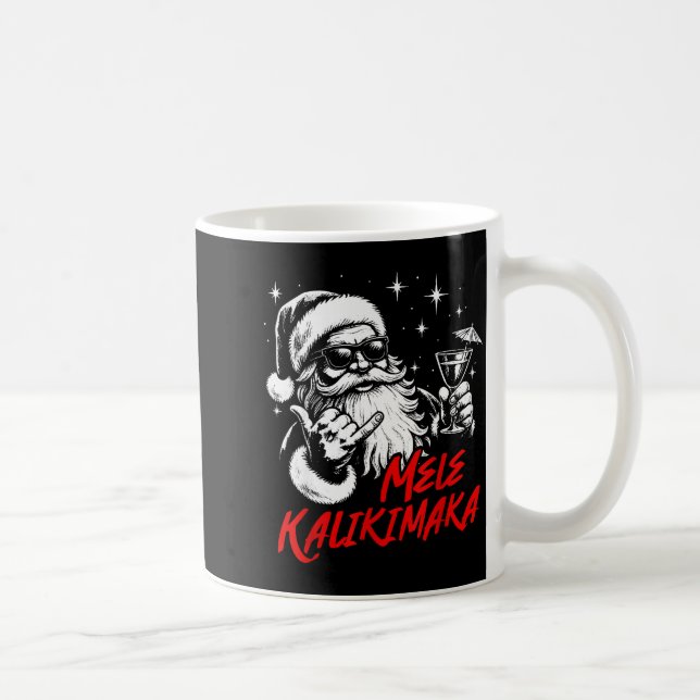 Taza De Café Retro Christmas Mele Kalikimaka Santa Shaka Hawaii (Derecha)