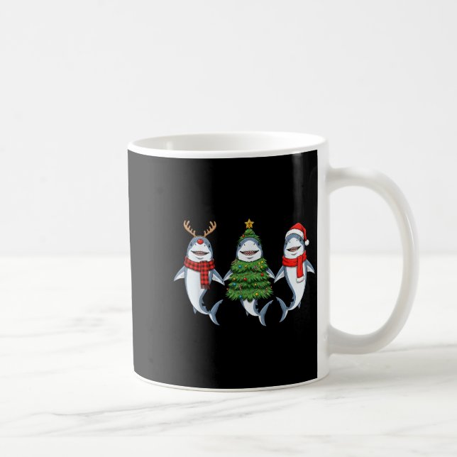 Taza De Café Retro Christmas Shark Santa Reindeer  (Derecha)