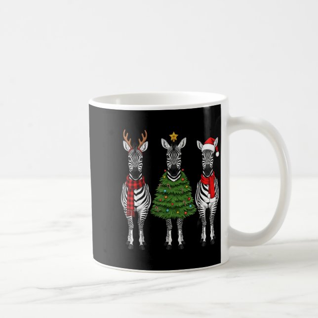 Taza De Café Retro Christmas Zebra Santa Reindeer Safari Animal (Derecha)