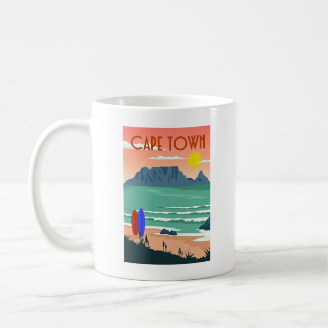 Taza De Café Retro Ciudad del Cabo Sudáfrica Mesa de arte de mo (Izquierda)