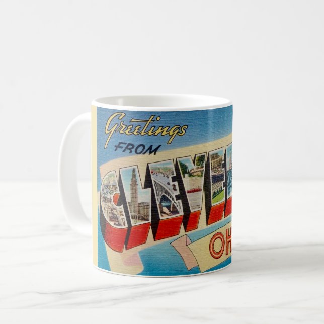 Taza De Café Retro Cleveland Ohio Greeting Mug (Anverso izquierdo)