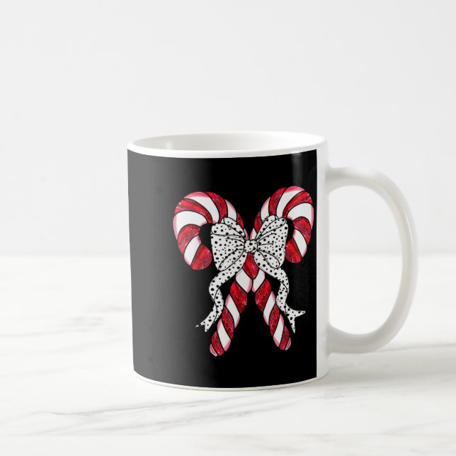 Taza De Café Retro Coquette Bow Candy Cane Christmas Season Wom (Derecha)