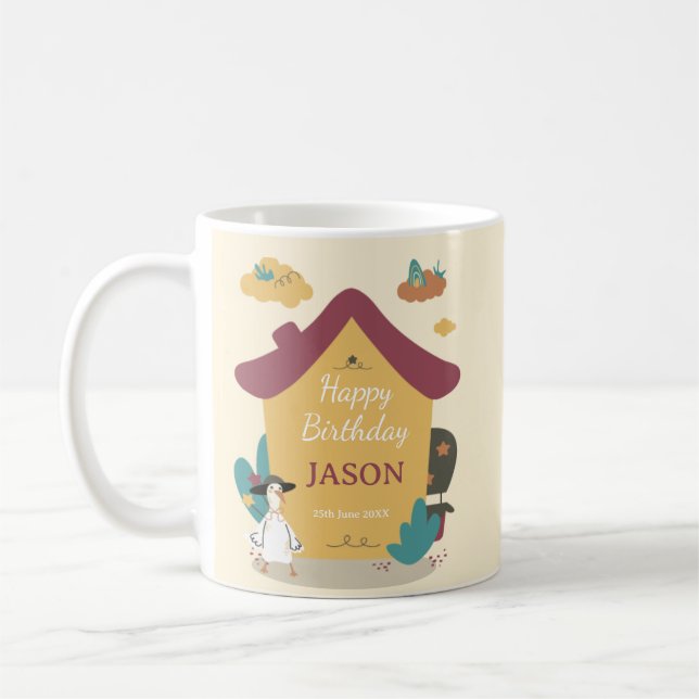 Taza De Café Retro Cosy House Kids Fiesta de cumpleaños foto (Izquierda)