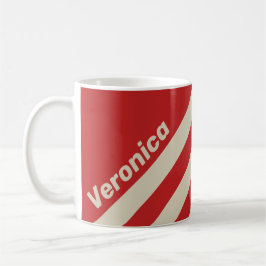 Taza De Café Retro Crimson Tres Franjas con Nombre