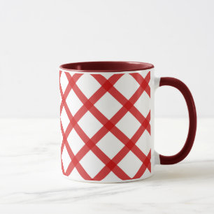 Taza De Café Retro Cuadrados Blancos Y Rojos