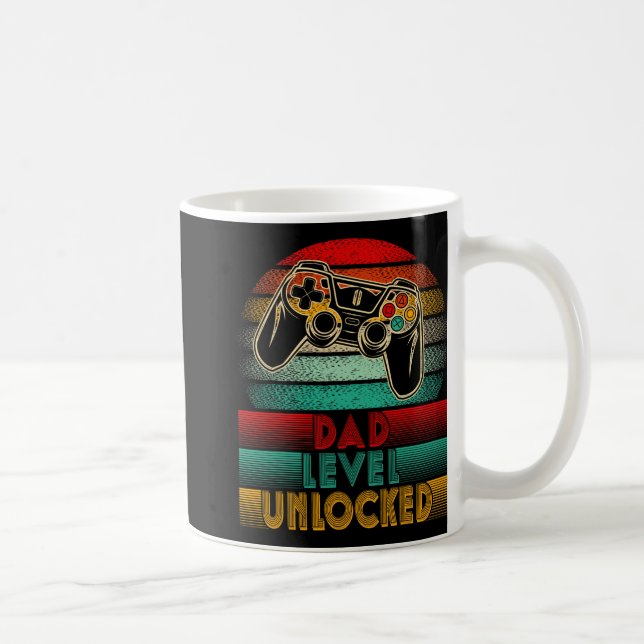 Taza De Café Retro Dad Level Unlocked New Dad Controller Father (Derecha)