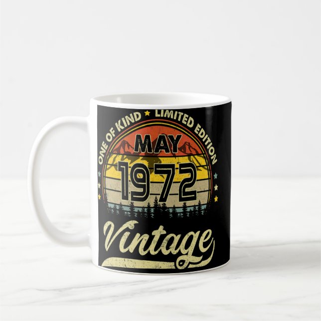 Taza De Café Retro De 50 Años Nacido En Mayo De 1972 (Izquierda)