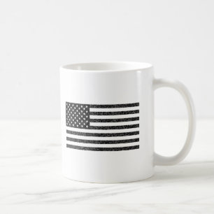 Taza De Café Retro de cosecha blanca y negra de la bandera de l