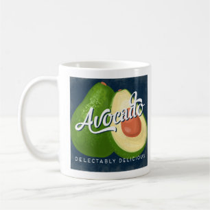 Taza De Café Retro De Etiqueta De Fruta De La Vinta De Aguacate