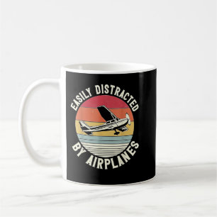 Taza De Café Retro De Vintage Del Piloto De Aviones Distraído F