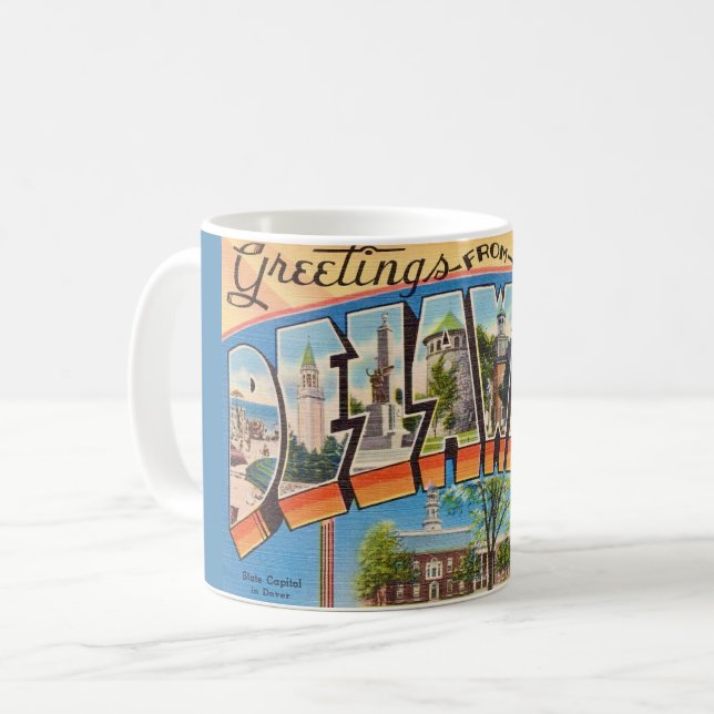 Taza De Café Retro Delaware Greeting Mug (Anverso izquierdo)