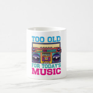 Taza de café Retro demasiado viejo para la música 