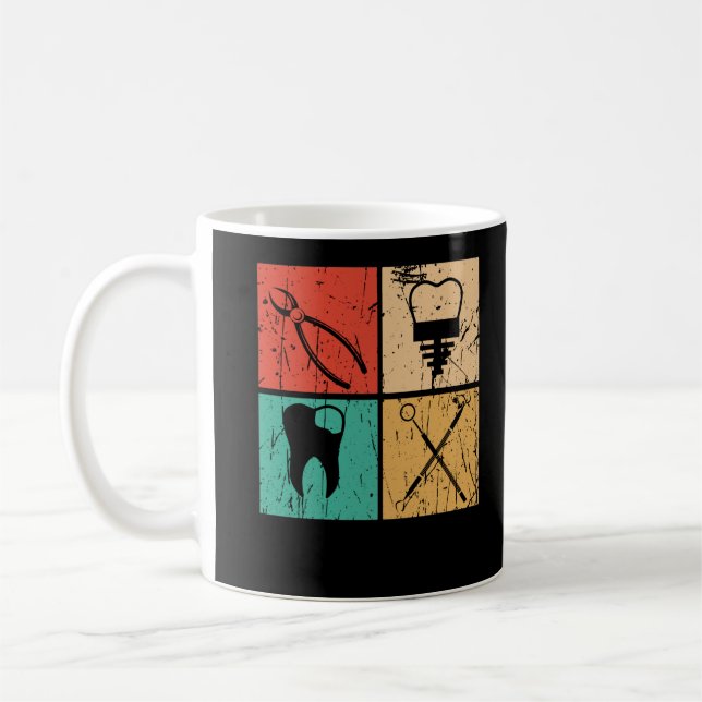 Taza De Café Retro Dentist Tools Dental Assistant (Izquierda)