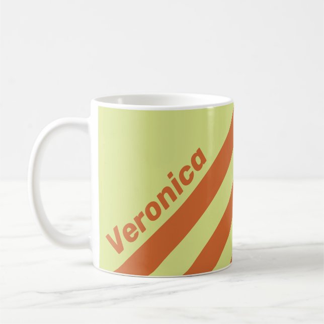 Taza De Café Retro Desert Cactus Three Stripes with Name (Izquierda)