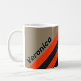 Taza De Café Retro Desert Meadow Stripes with Name