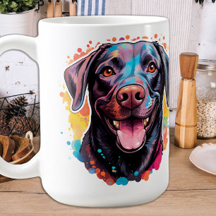 Taza De Café Retro Dog Pop Art Colorido Labrador Recuperador