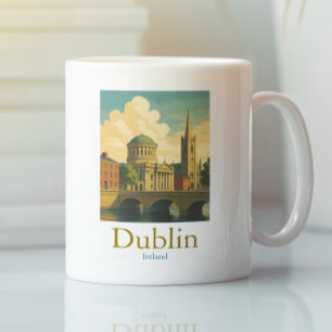 Taza De Café Retro Dublin Irlanda Viaje Viaje Viaje Viaje Viaje