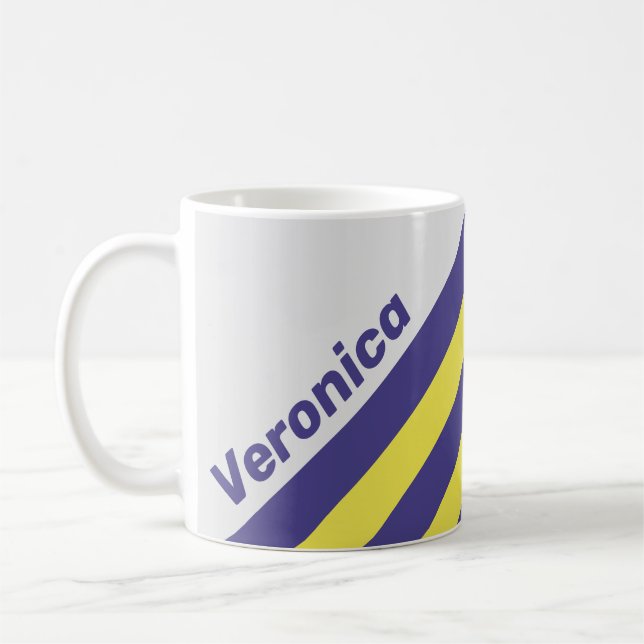Taza De Café Retro Electric Lemon Grape Stripes with Name (Izquierda)