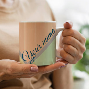 Taza De Café retro elegante colorblock de color pastel con nomb