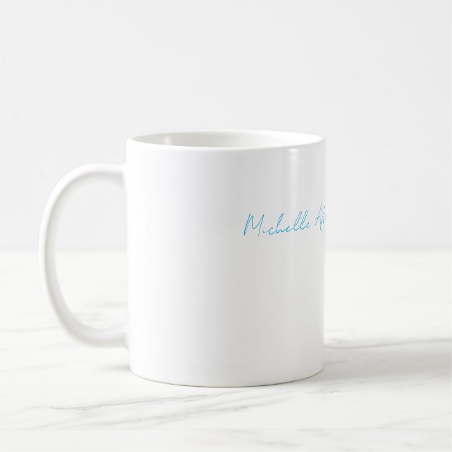 Taza De Café Retro Elegante De Estilo Plain Sky Azul Blanco (Izquierda)
