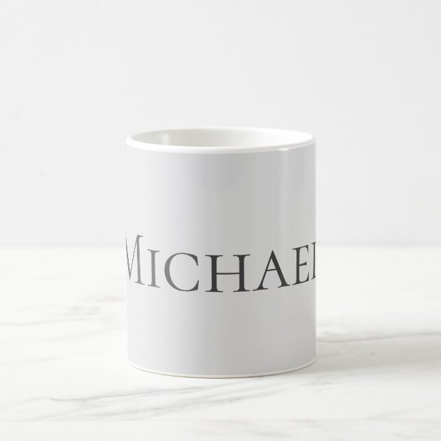 Taza De Café Retro Elegante Gris Su Nombre Sustitución (Centro)