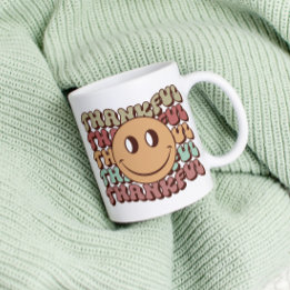 Taza De Café Retro Emoji Agradecida Mug, familia de Acción de G