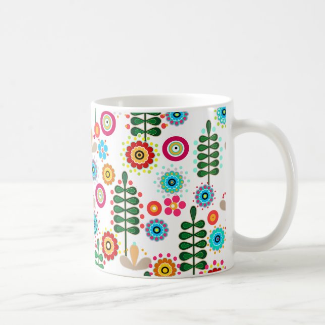Taza De Café Retro, estampado floral (Derecha)