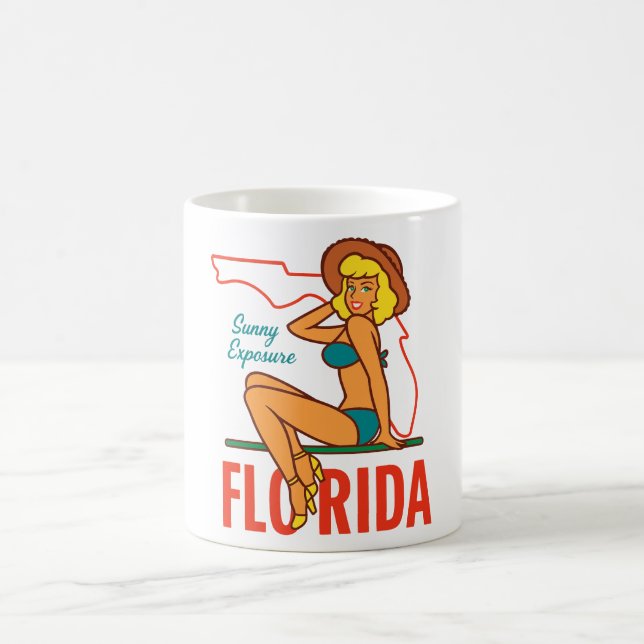 Taza De Café Retro "Exposición Soleada Florida" Pin-Up (Centro)