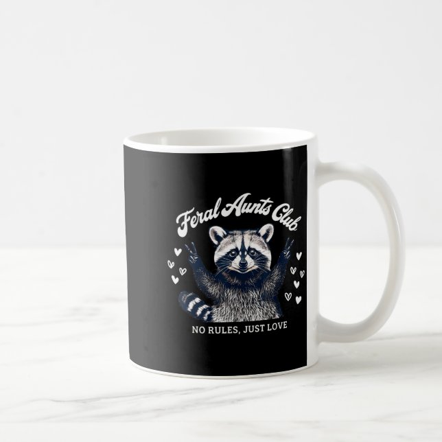 Taza De Café Retro Feral Aunts Club Raccoon Auntie Pregnancy An (Derecha)