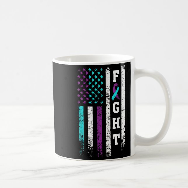Taza De Café Retro Fight Suicide Prevention Awareness Us Flag  (Derecha)