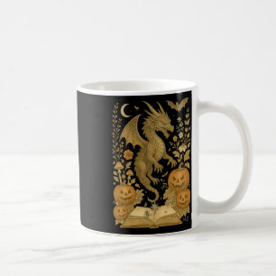Taza De Café Retro Floral Dragon Book Pumpkin Spookoki Leer Ha