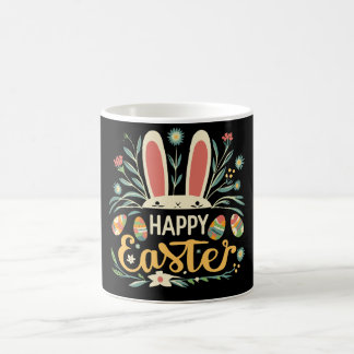 Taza De Café Retro Floral Happy Easter Bunny Boho Spring