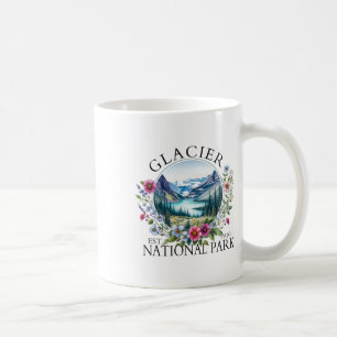 Taza De Café Retro Floral Parque Nacional Glaciar Senderismo Ca