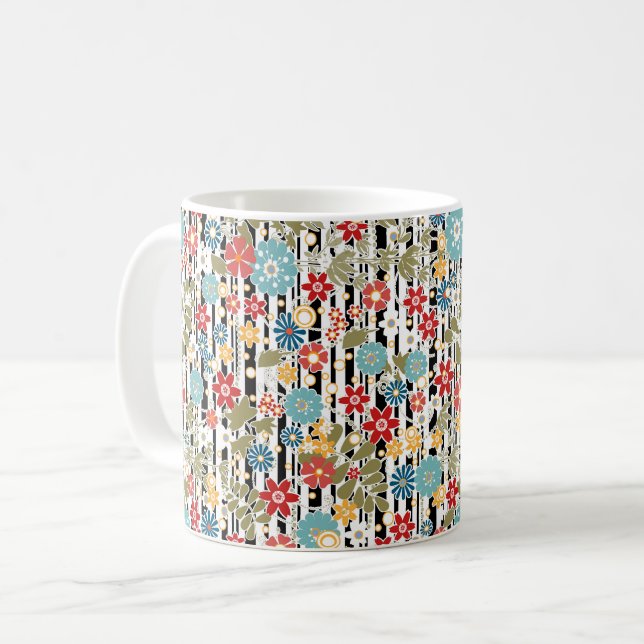 Taza De Café Retro, floral retro (Anverso izquierdo)